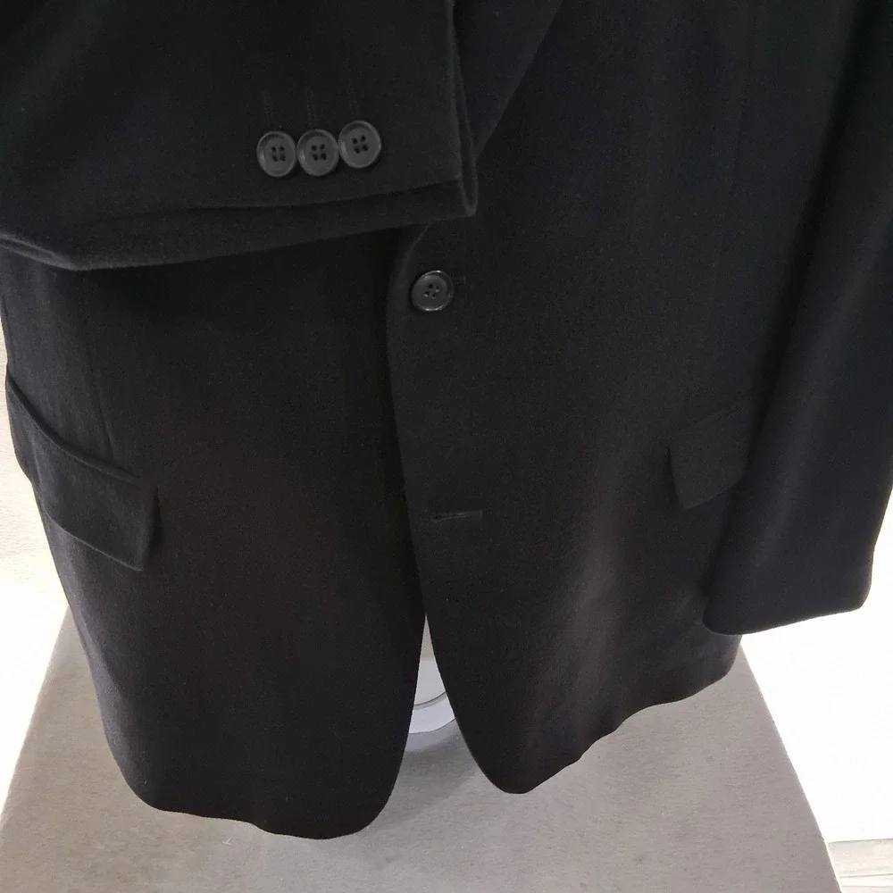 Pronto Uomo Blazer 48R Black Solid 100% Cashmere Two Button Sport Coat Ventless